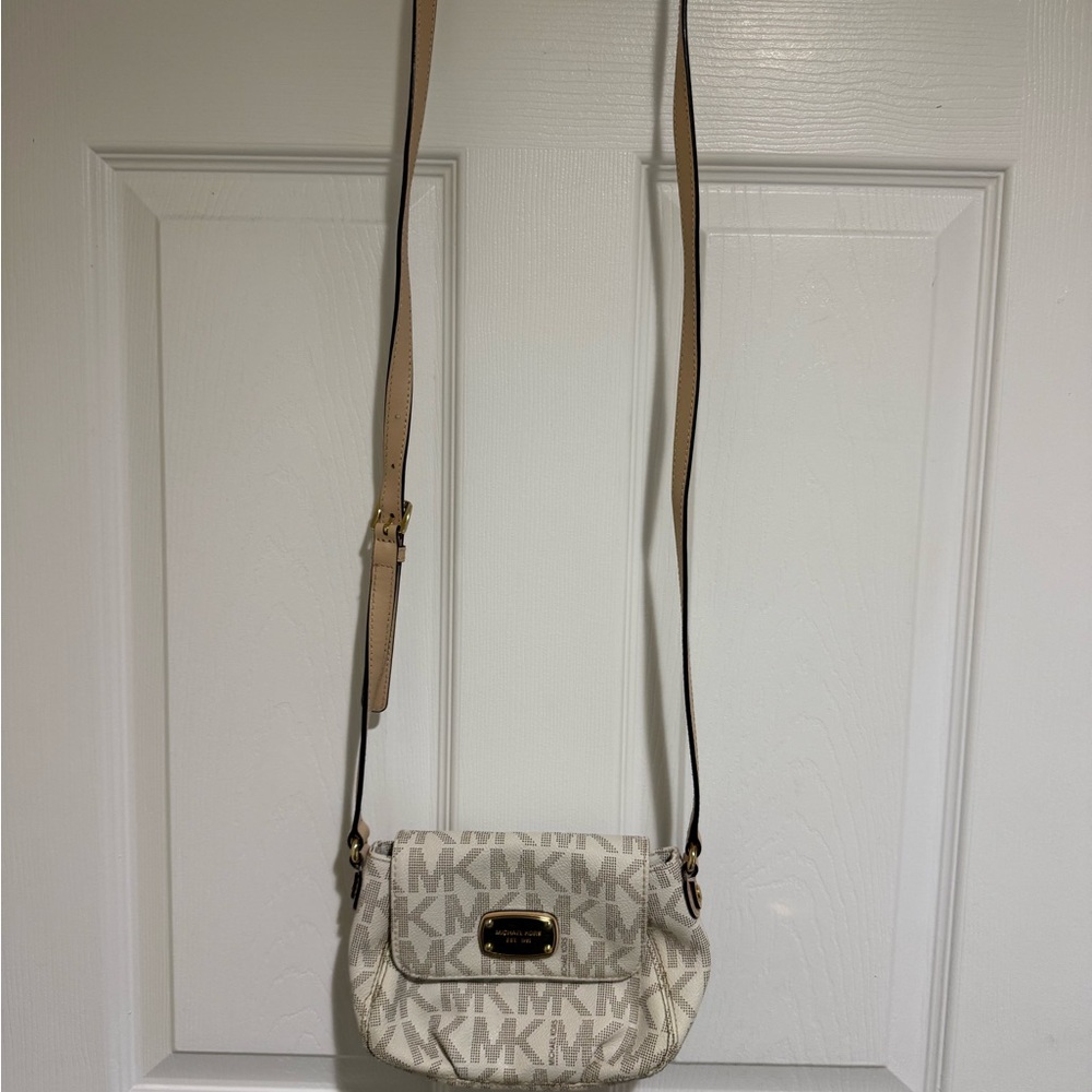 Michael Kors Beige Monogram Crossbody Bag